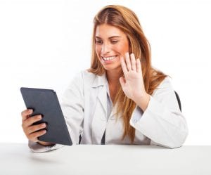 Woman Conferencing on Tablet